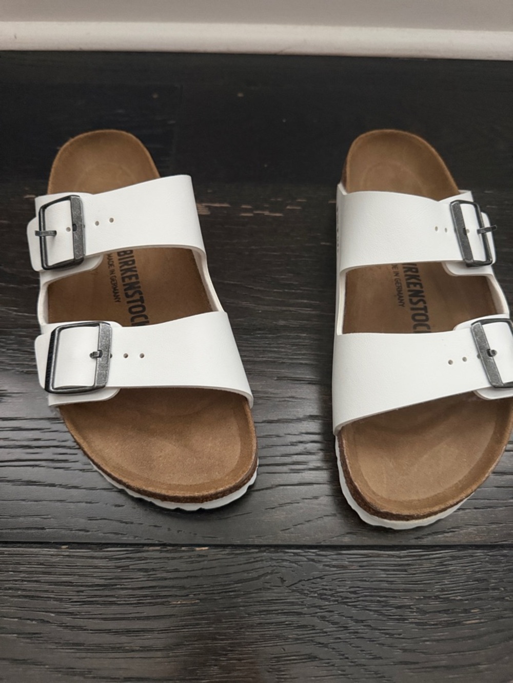 Birkenstock White Arizona Double Buckle Sandals
